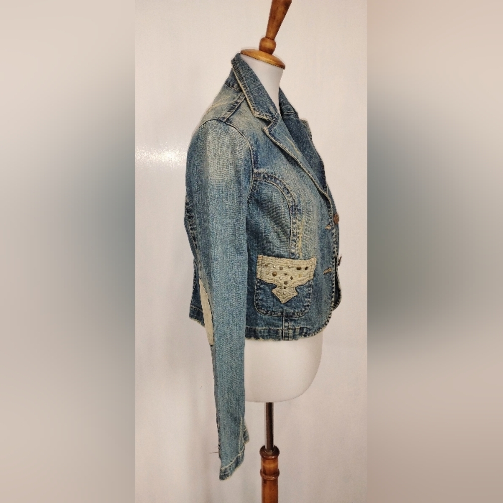 Distressed Mudd Denim Jacket - image 5